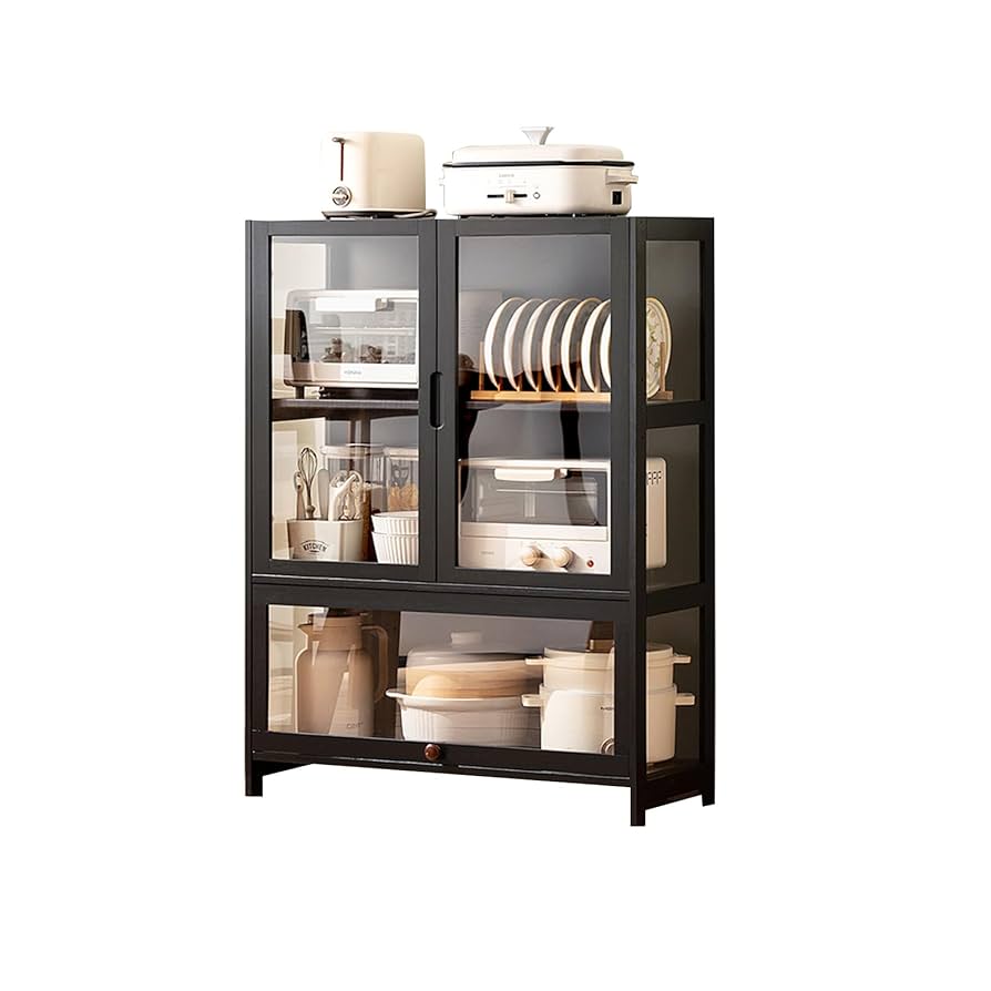 Amazon｜食器棚 カップボード キッチンラック 軽量扉付き 棚